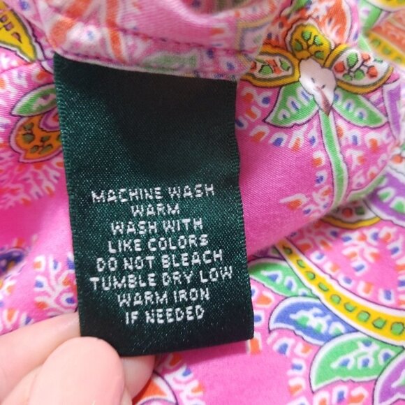 Ralph Lauren Paisley Floral Bright Button Down PM Petite Medium - Picture 6 of 6